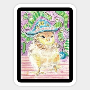 Baby chick in a hat art Sticker